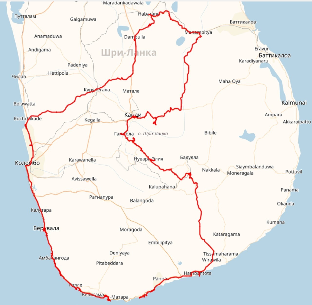 ЖД карта Шри Ланка